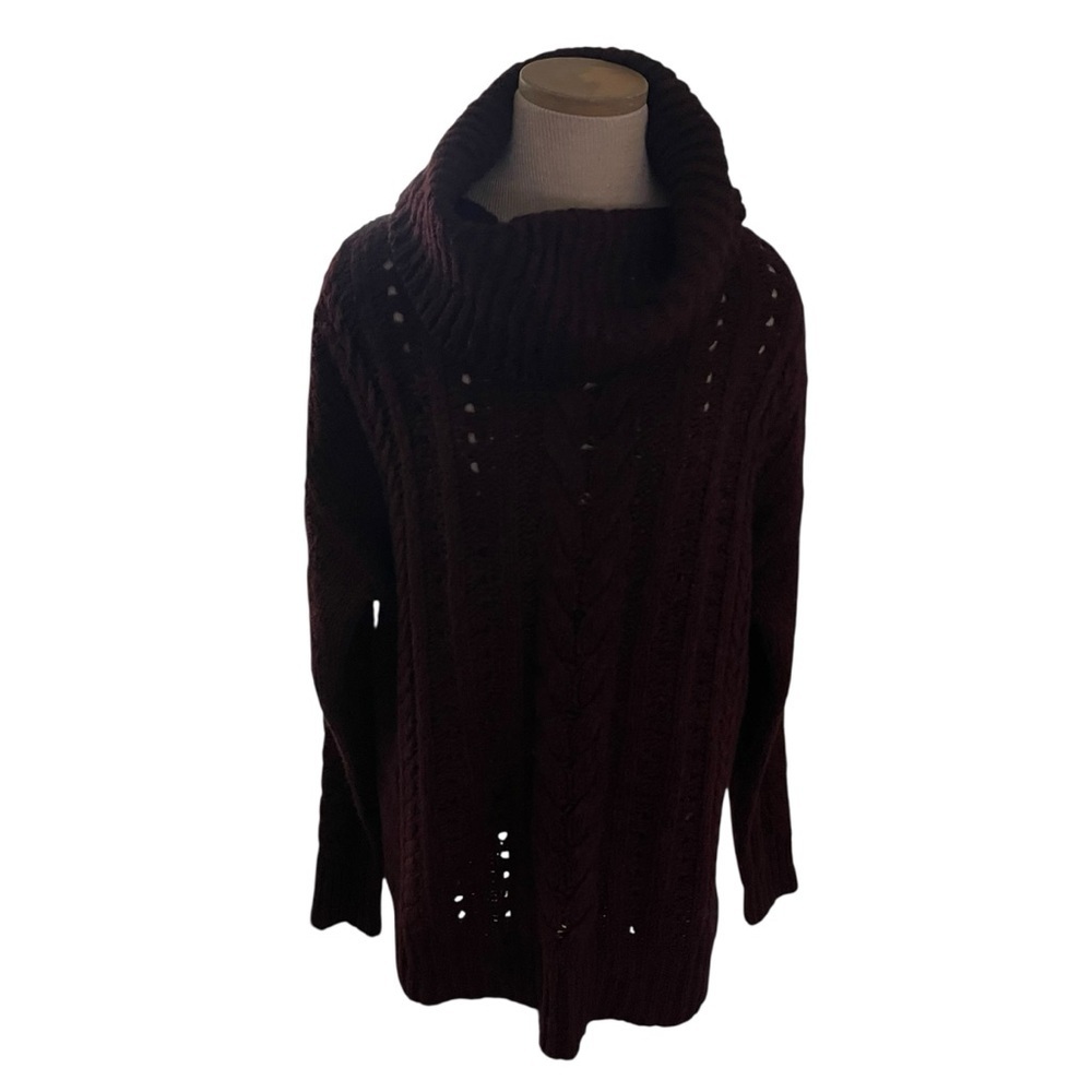 Smartwool Women's Cowl Neck Sweater Deep Burgundy Wool Blend Women Size M